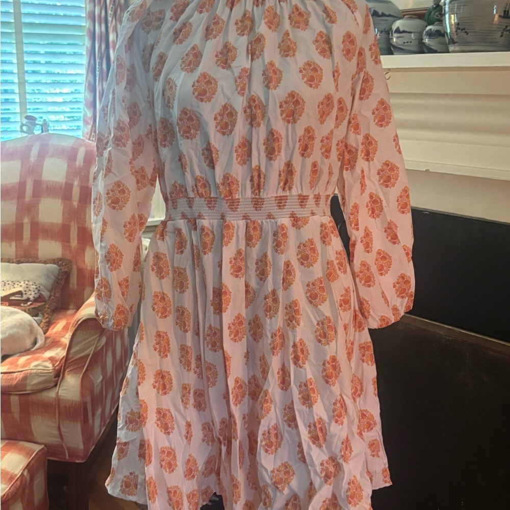 J. Crew White and Orange Floral Dress